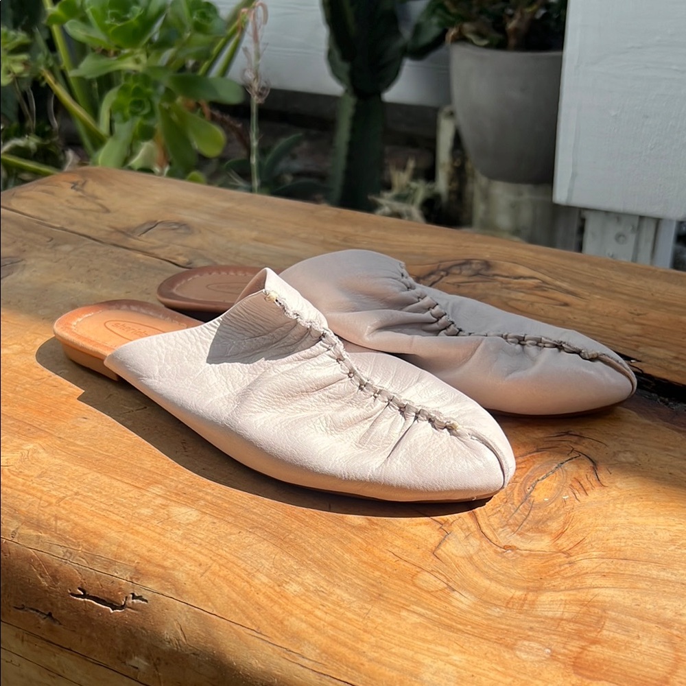 Sheridan Mia Cream Leather Mules with Ruched Detail